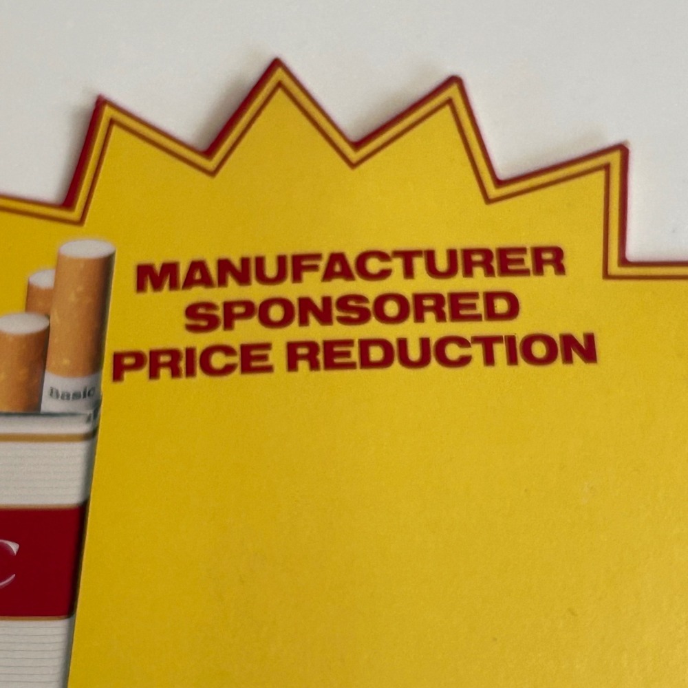 Vintage Basic Filters Cigarette Advertising Sign Cardstock Starburst Store Displ - Picture 3 of 8